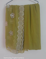 Embroidered 3 PC Dress | Women Locally Made Kurta | Olive Green | Medium | Preloved