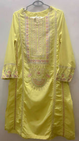 Ethnic Embroided Shirt / kurta | Women Branded Kurta| Long yellow Embroided shirt branded| small | Preloved
