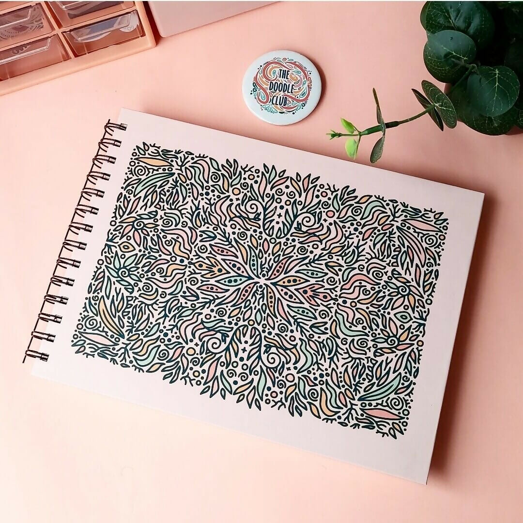 Leaves Doodle Pastel Pink Sketchbook | For Your Home | Books | New