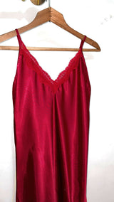 Cherry Red Silk Long Maxi | Women Frocks & Maxis | Small | Preloved