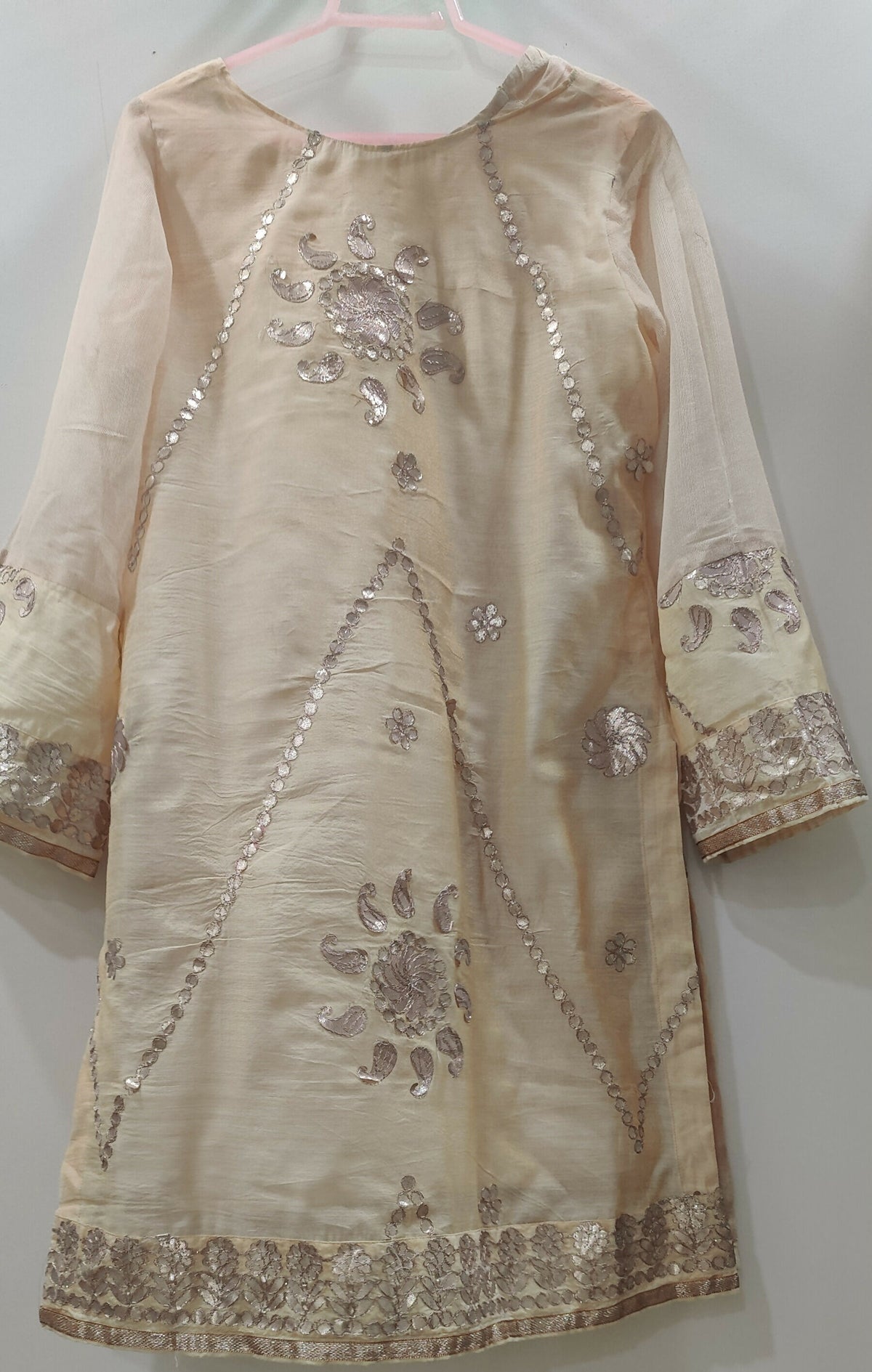 Gota Work Kurta | Women Locally Made Kurta | Golden | Large | Worn Once