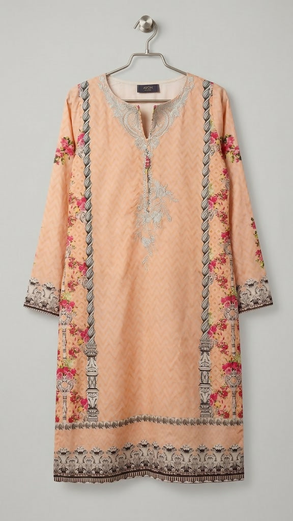 Bin Saeed | Women Branded Kurta | Medium | Peach | Preloved
