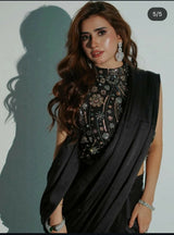 Selia | Black Silk Saree | Women Sarees | Women Branded Formals | Medium | Worn Once