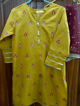 Ziva Mustard | Kids | Girls Shalwar Kameez | 13 to 14 Yrs | Worn Once