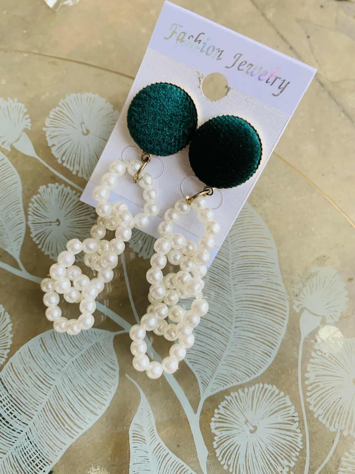 Green & white beats Earrings | Women Jewelry | Small | New