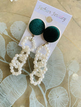 Green & white beats Earrings | Women Jewelry | Small | New