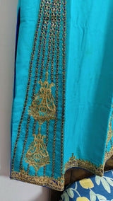 Mayar by Abdullah Faheem | Women Branded Formals | Blue & Golden | Small | Worn Once