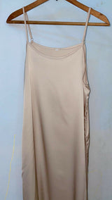 Silk Long Maxi | Women Frocks & Maxis | Beige | Small | Preloved