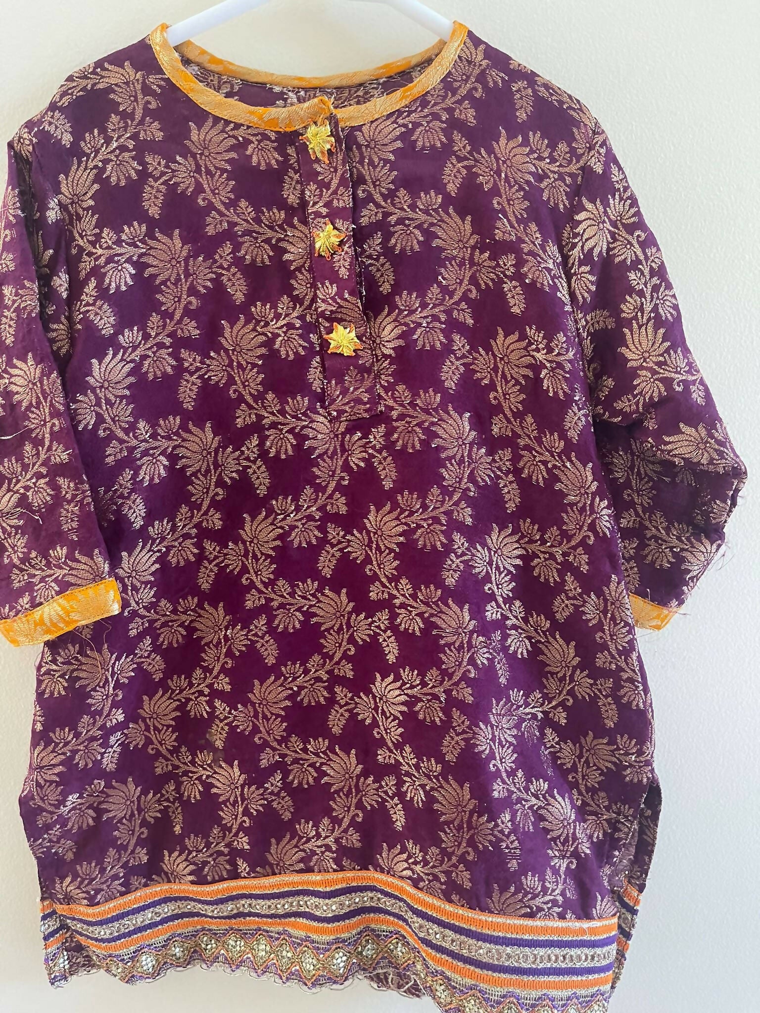 Beautiful Jamawar Sharara | Girls Shalwar Kameez | Size: 3-4 Year Girls | Preloved