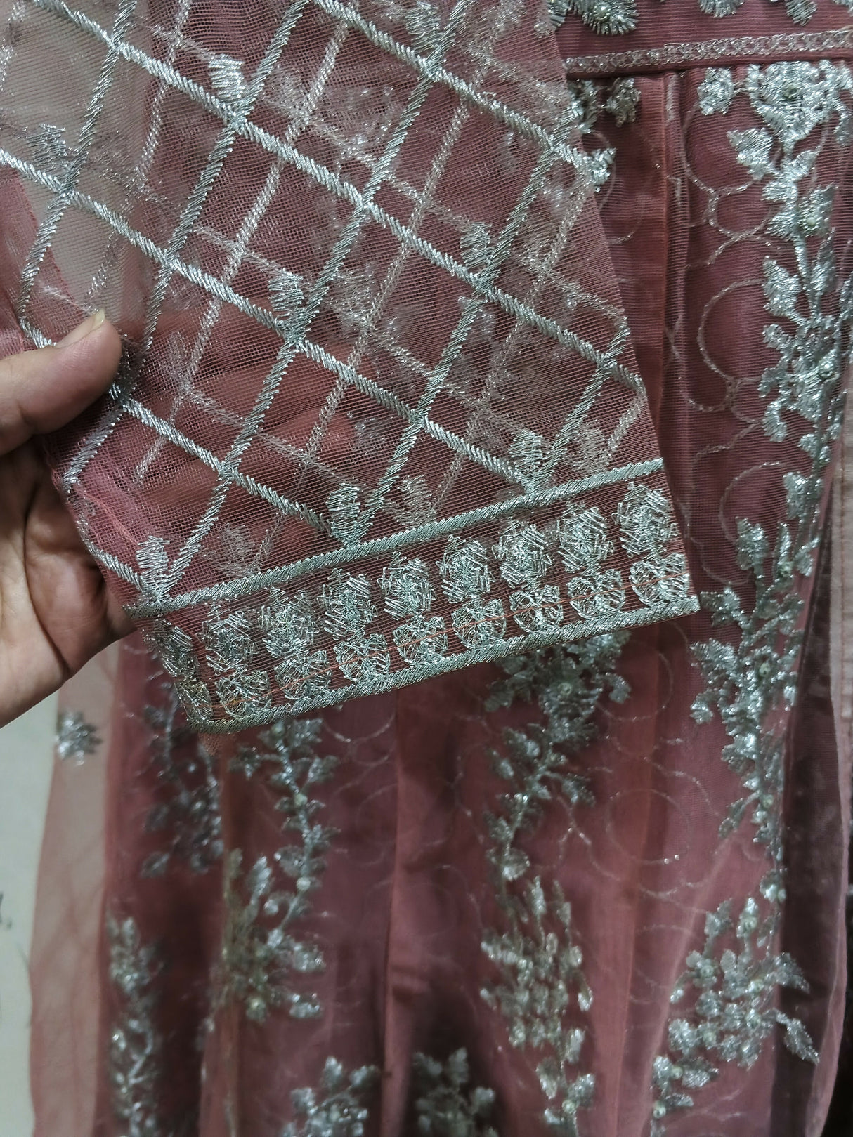 Fancy Embroidered Pink Maxi | Women Frocks & Maxis | Medium | Worn Once
