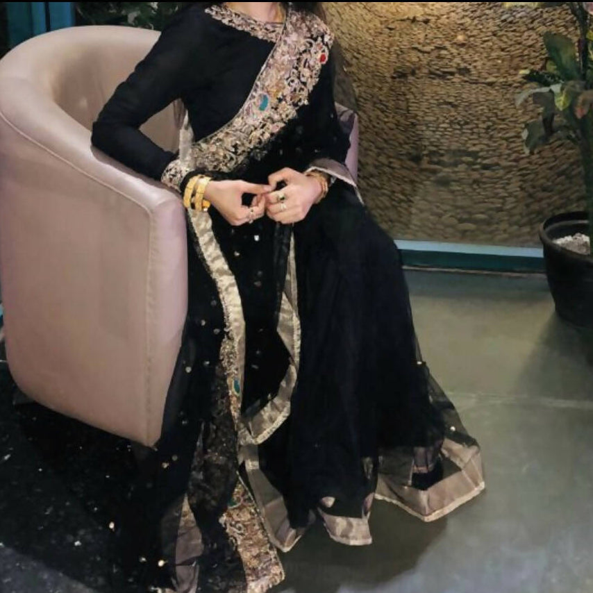 Black net saree | Women Sarees | Women Formals | Worn Once