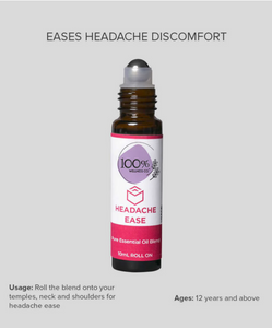 100% Wellness | Headache Ease Roll-On | Women Beauty | Brand New