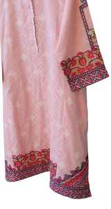 Khaadi | Pink Dobby Embroidered kurta Trouser | Women Branded kurta Trouser | Size Medium | Worn Once