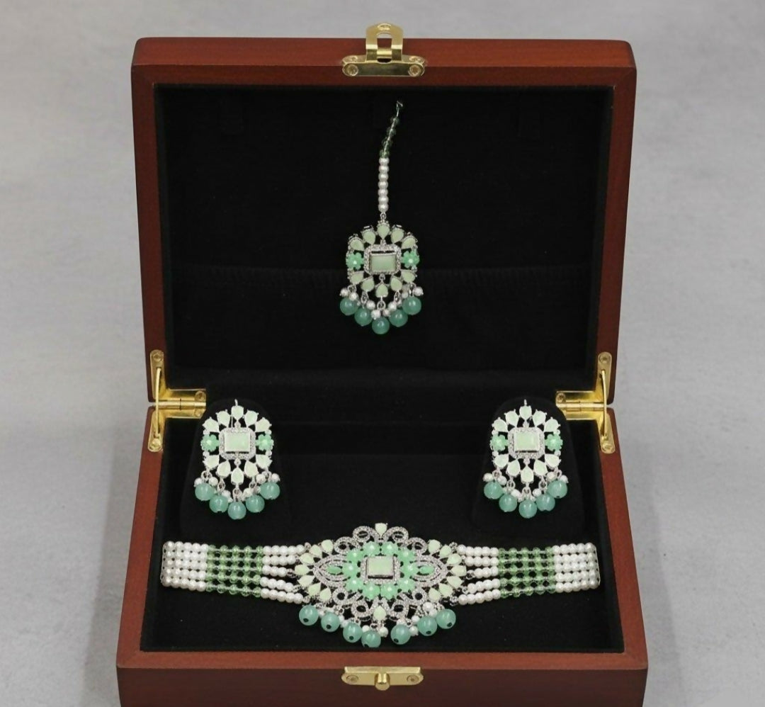 Rectangle Tear Pearl Drop Choker Set-00260 | Women Jewelry | Wedding Jewelry & Sets | Brand New