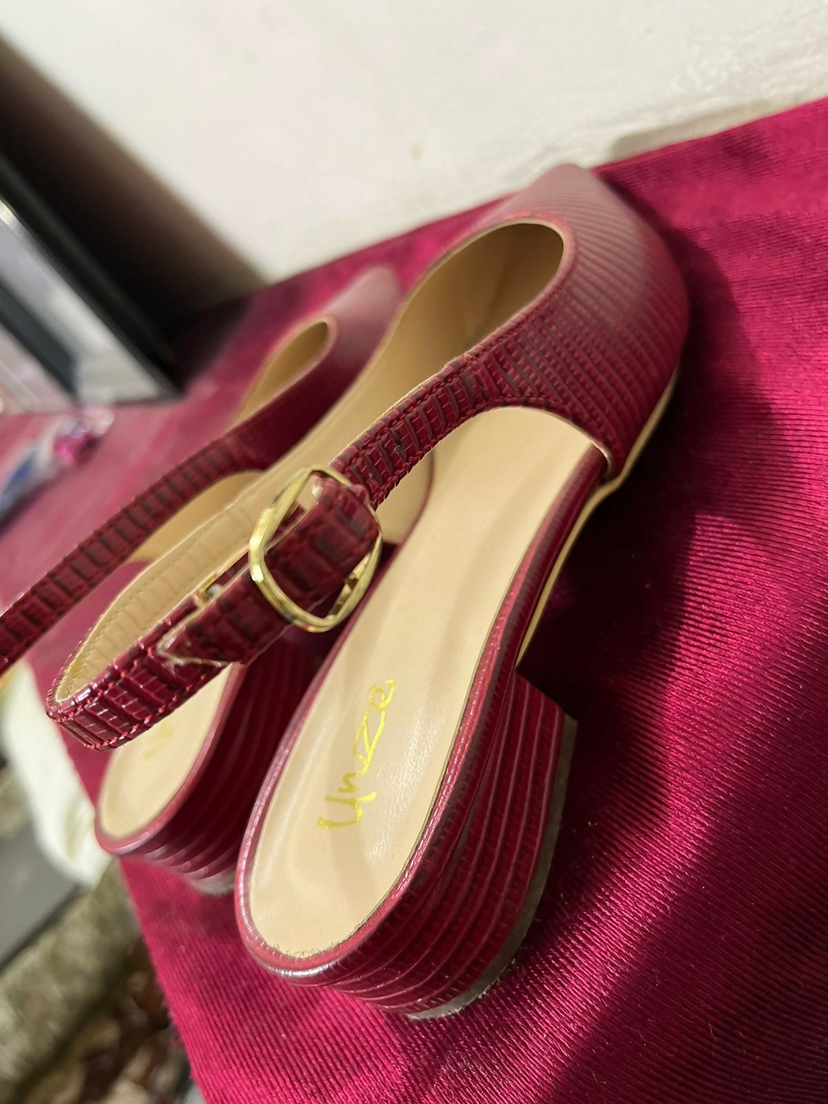 Unze London | Leather Maroon Sandals | Women Shoes |Size: 8 | Worn Once