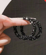 Round Stone Hoops-00452 | Women Jewelry | Earrings | Brand New