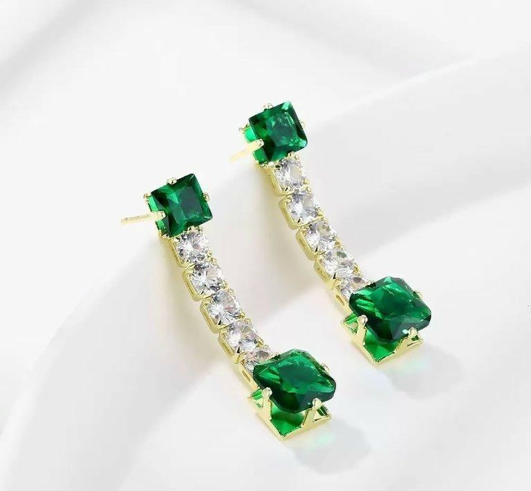 Square Stone Drop Earrings-00673 | Women Jewelry | Earrings | Brand New