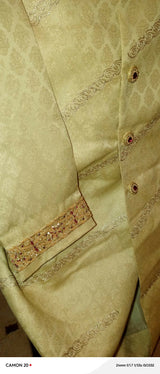 Golden Sherwani | Men Shalwar Kameez | Medium | Worn Once