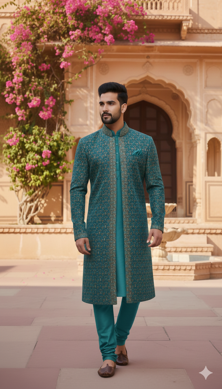 Indian Kumkhawab Sherwani | Men Shalwar Kameez | XLarge | Preloved