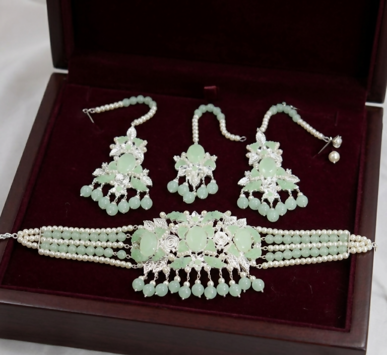 Oval Pearl Drop Choker Set-00275 | Women Jewelry | Wedding Jewelry & Sets | Brand New