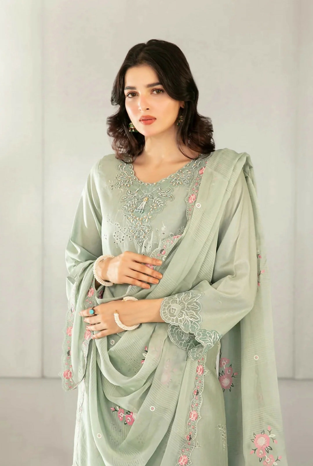 3 PCS Lawn Embroidered Dress | Women Locally Made Kurta | Sky Blue, Skin, Plum, Mint | All Sizes | Brand New