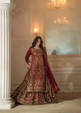 Haseens Officials | Maroon | Bridal Lehnga( Surkhaab) | Women Bridals | Large | Worn Once