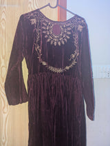 Velvet Long Frock | Women Frocks & Maxis | Maroon | Medium | Worn Once