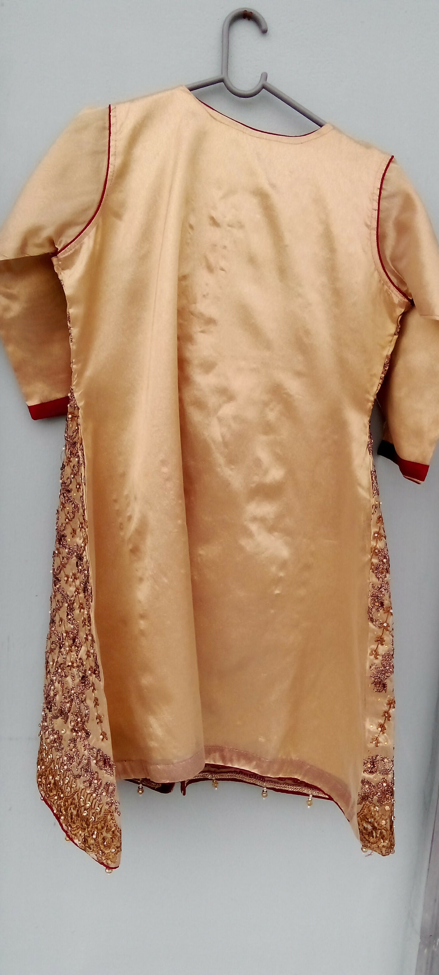 Red and golden dress (Size: M ) | Women Formals | Worn Once