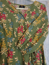 Saya | Olive Green Lawn Kurta | Women Branded Kurta | XSmall | Worn Once