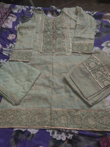 Jacquard 3 PC Suit | Women Locally Made Kurta | X Large | Worn Once