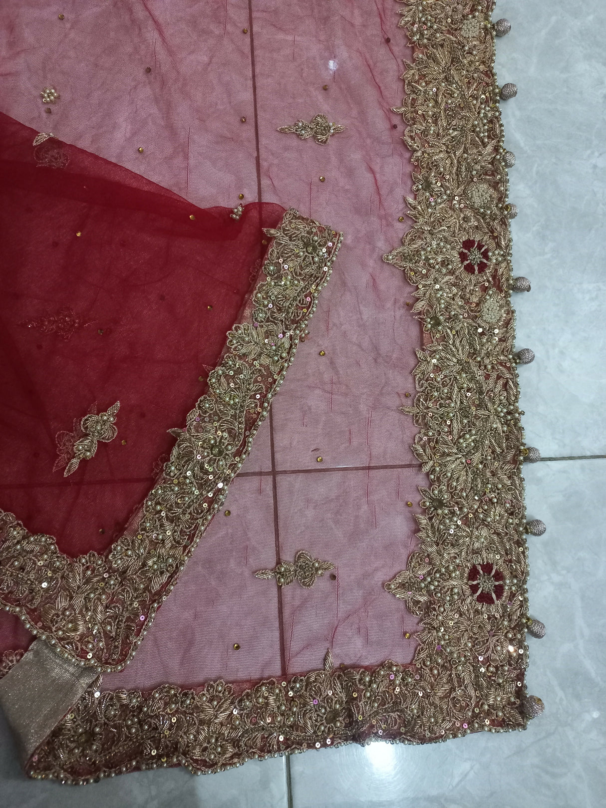 Elegant Red Hand Embroidered Bridal Dress | Women Bridals | XSmall | Worn Once