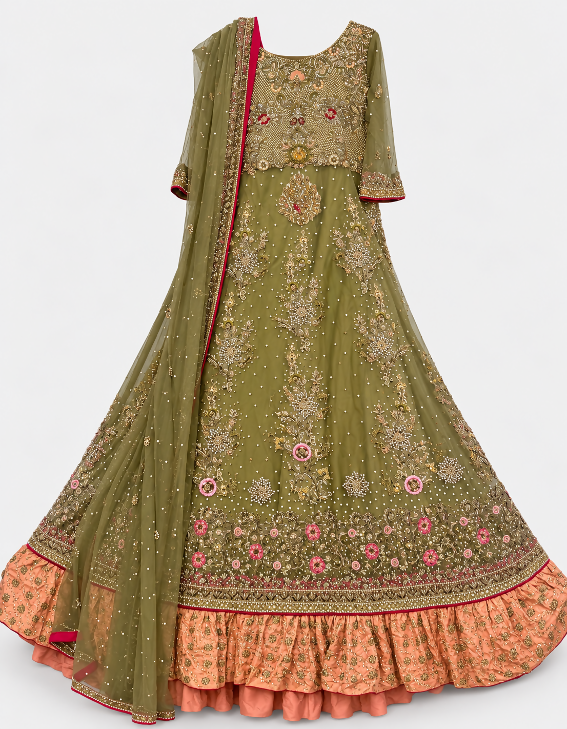 Green Mehendi Lehenga | Women Bridals | Medium | Worn Once