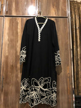 Beautiful Black & White Aplic Work Kurta & Dopatta | Women Locally Made Kurta | Large | New