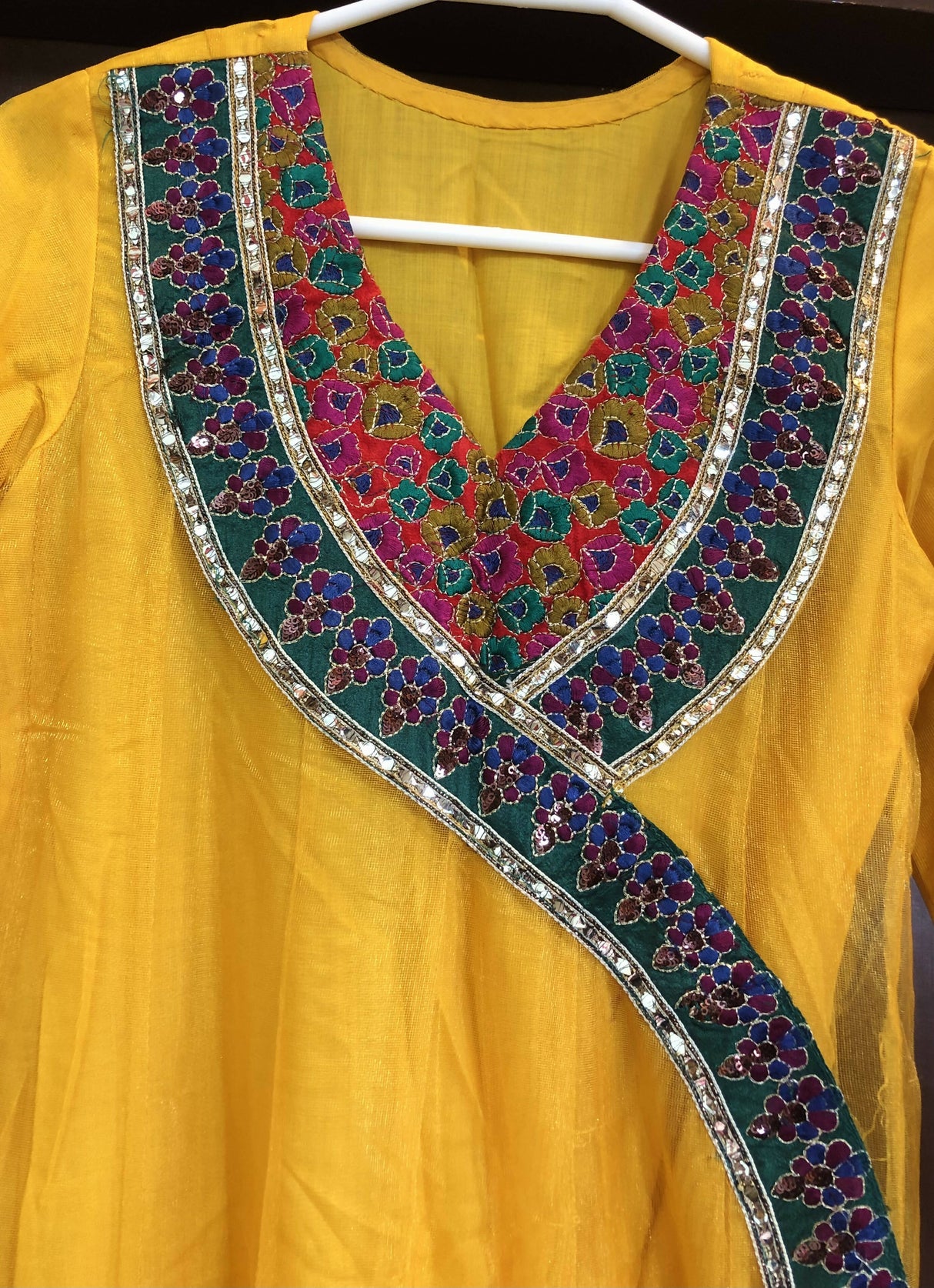 Yellow Angrakha Style Long Frock | Women Frocks & Maxis| Medium | Preloved