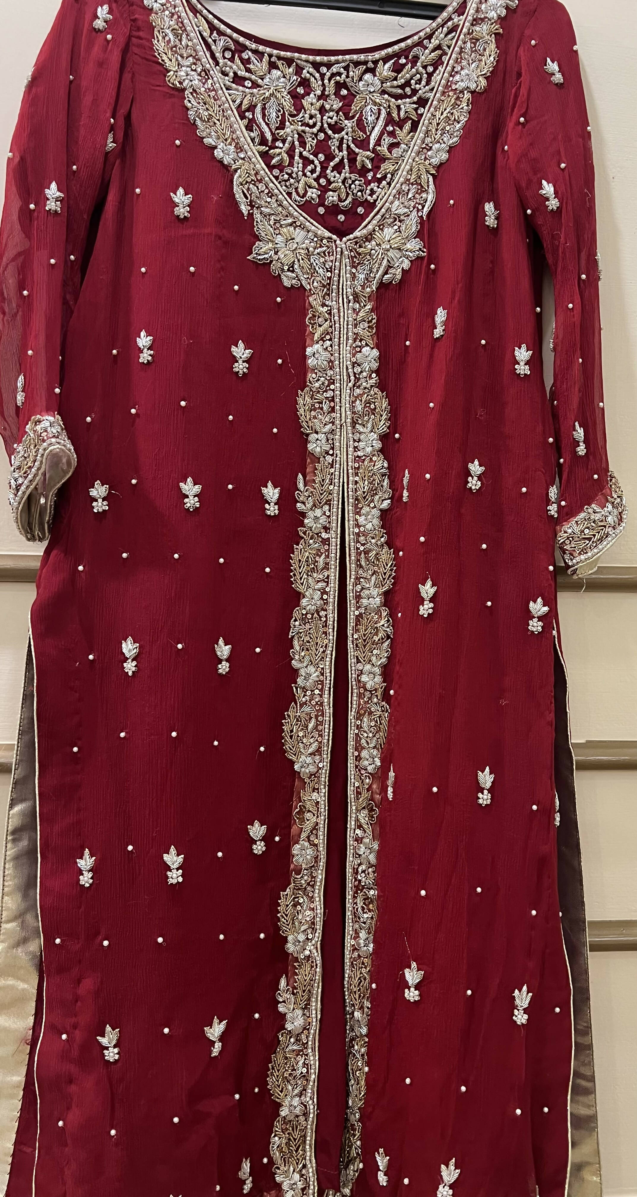 Handmade Embroided Zari Suit | Women Locally Made Formals | Small | New