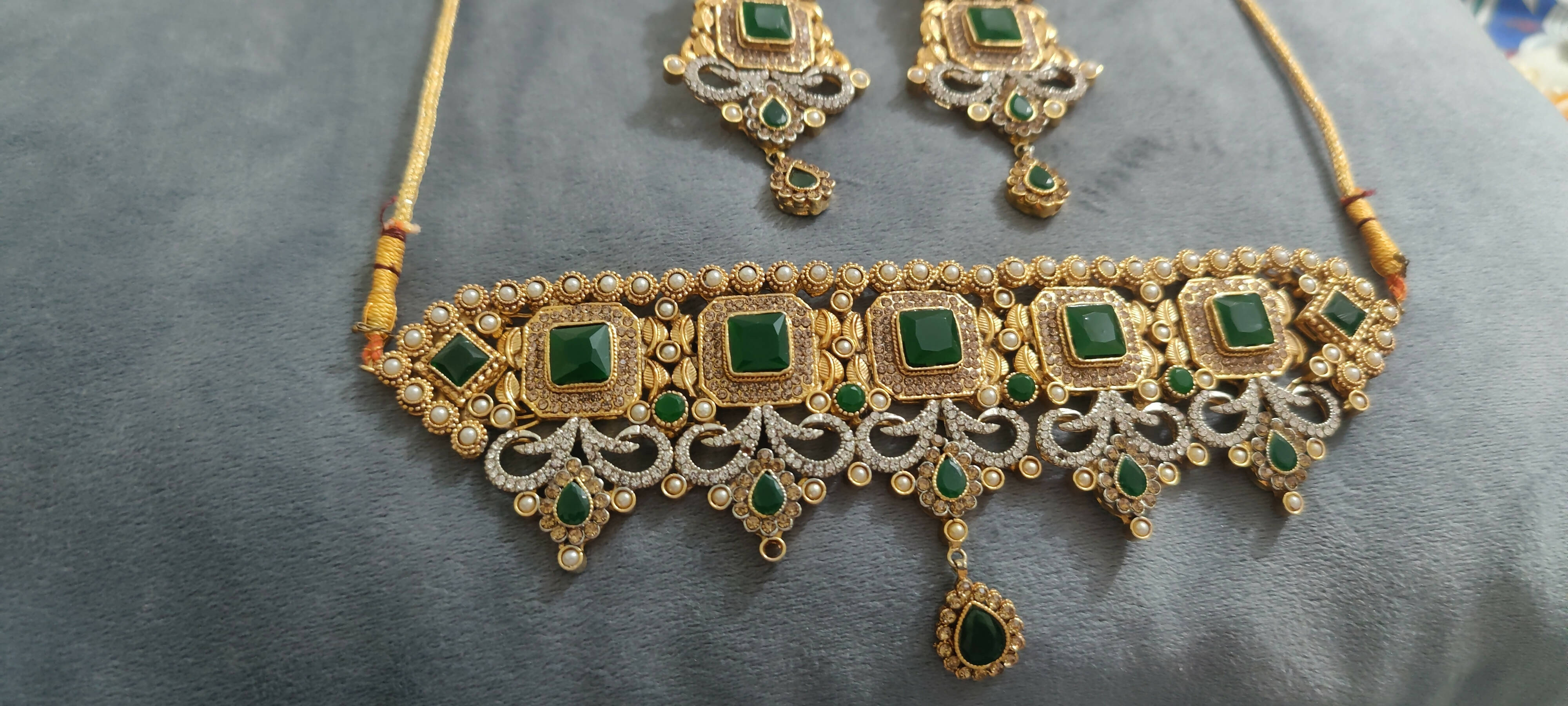 Bridal Necklace & Earrings Set (Size: L ) | Women Bridal Jewelry Set| New