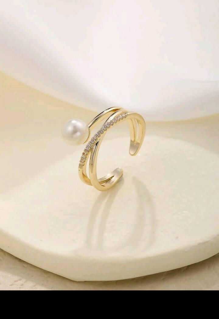 Shein | Faux Pearl & Cubic Zirconia Decor Ring | women jewelry | Brand new