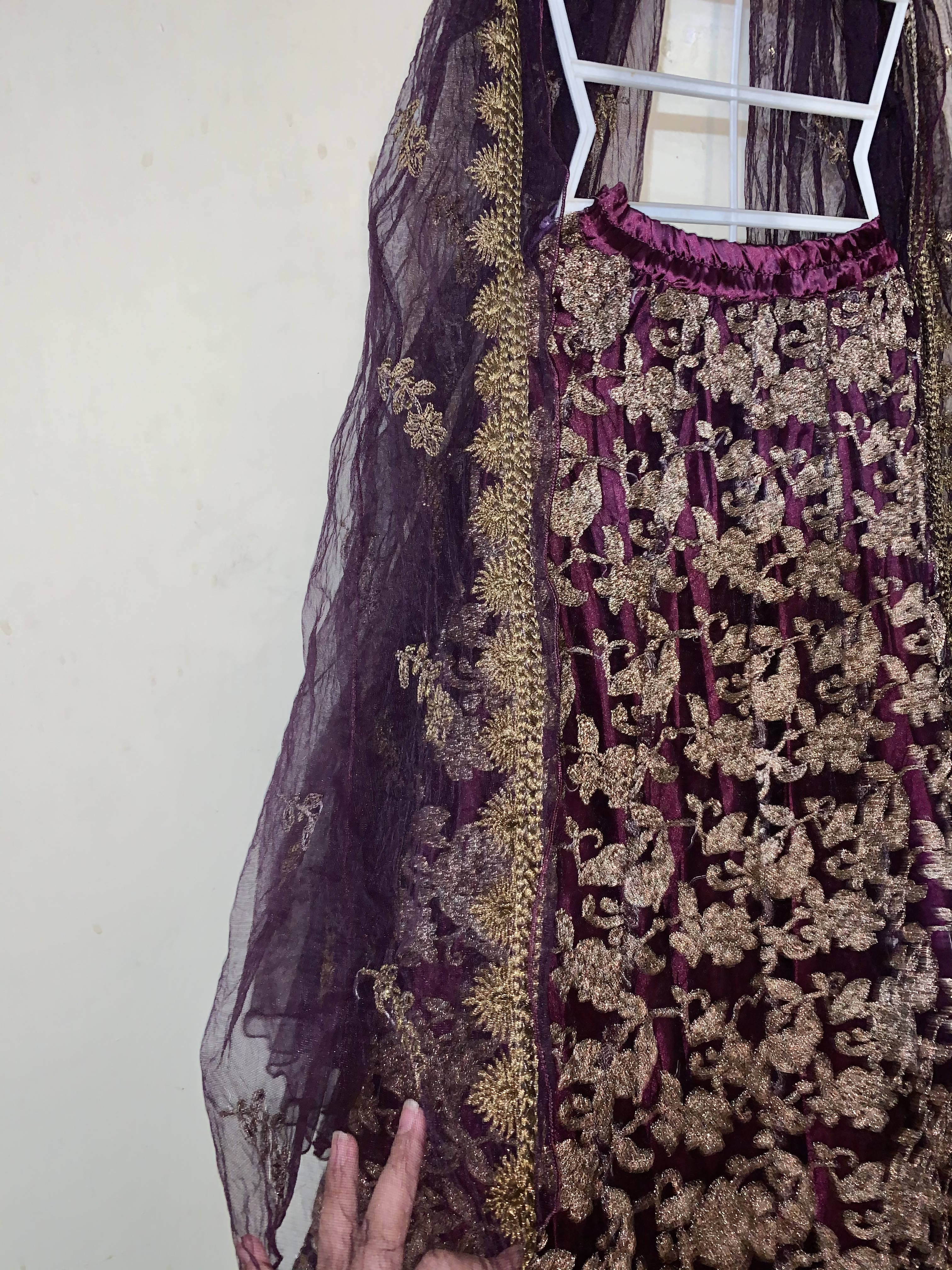 Purple Lehenga Shirt Dupatta | Women Locally Made Formals | Small | Worn Once