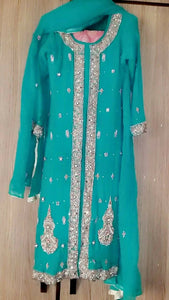 Blue Chiffon Suit | Women Locally Made Formals | Small | Preloved