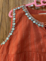 hopscotch | پتلون کے ساتھ نارنجی فراک (6-8 سال) | لڑکیوں کی شلوار قمیض | ایک بار پہنا۔