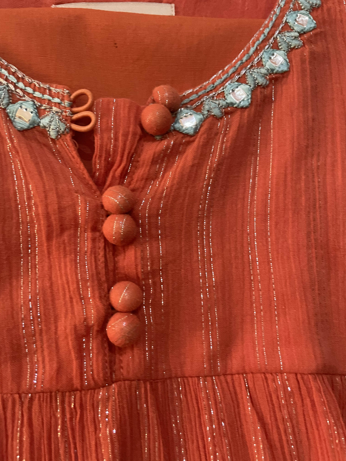 hopscotch | پتلون کے ساتھ نارنجی فراک (6-8 سال) | لڑکیوں کی شلوار قمیض | ایک بار پہنا۔