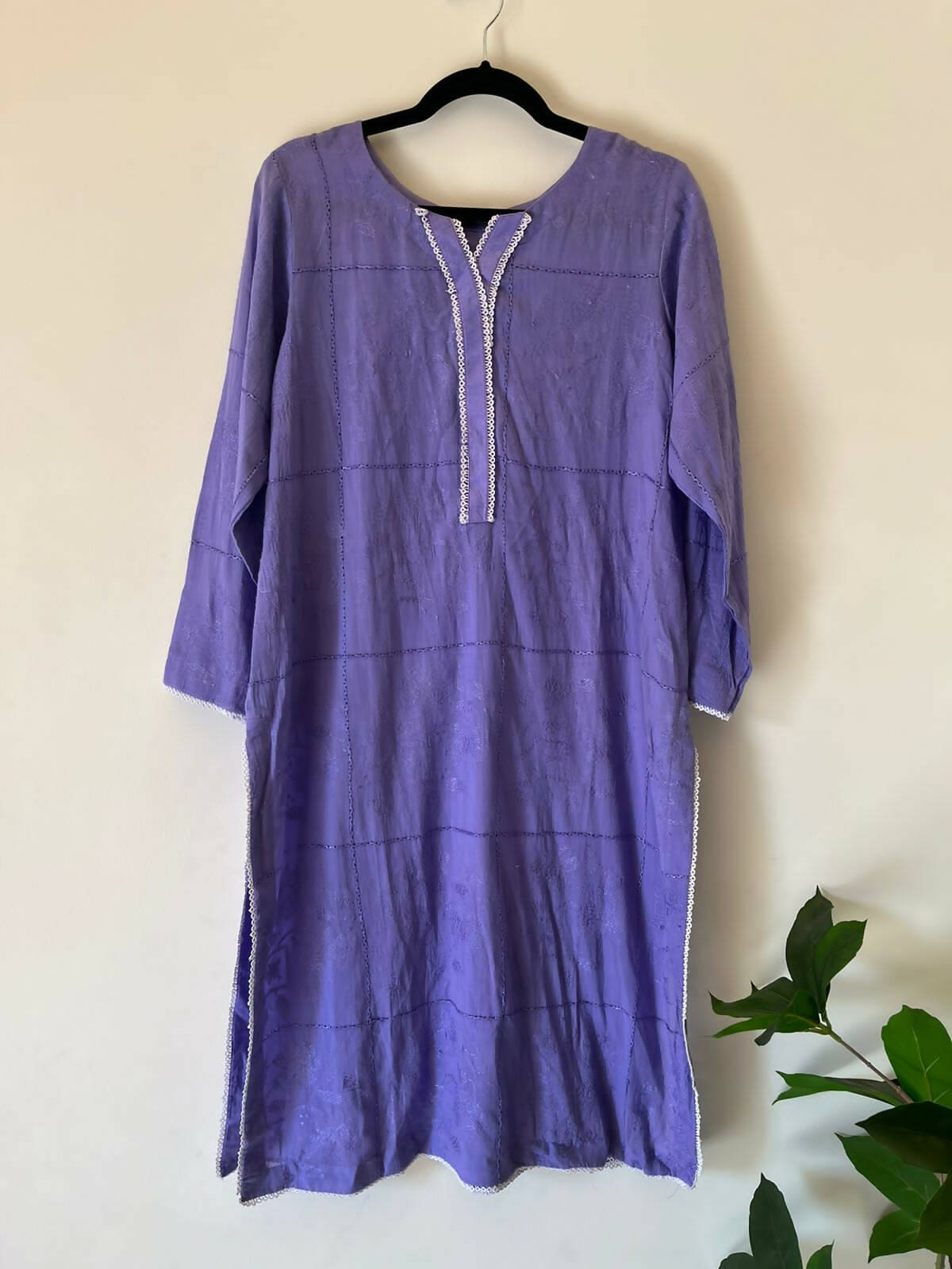 Purple Embroidered Kurta | Women Locally Made Kurta | Preloved