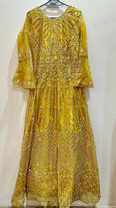 Mayoon/Mehndi bridal dress | Indian Embroidered Yellow Maxi | Women Froks & Maxis | Small | Worn Once