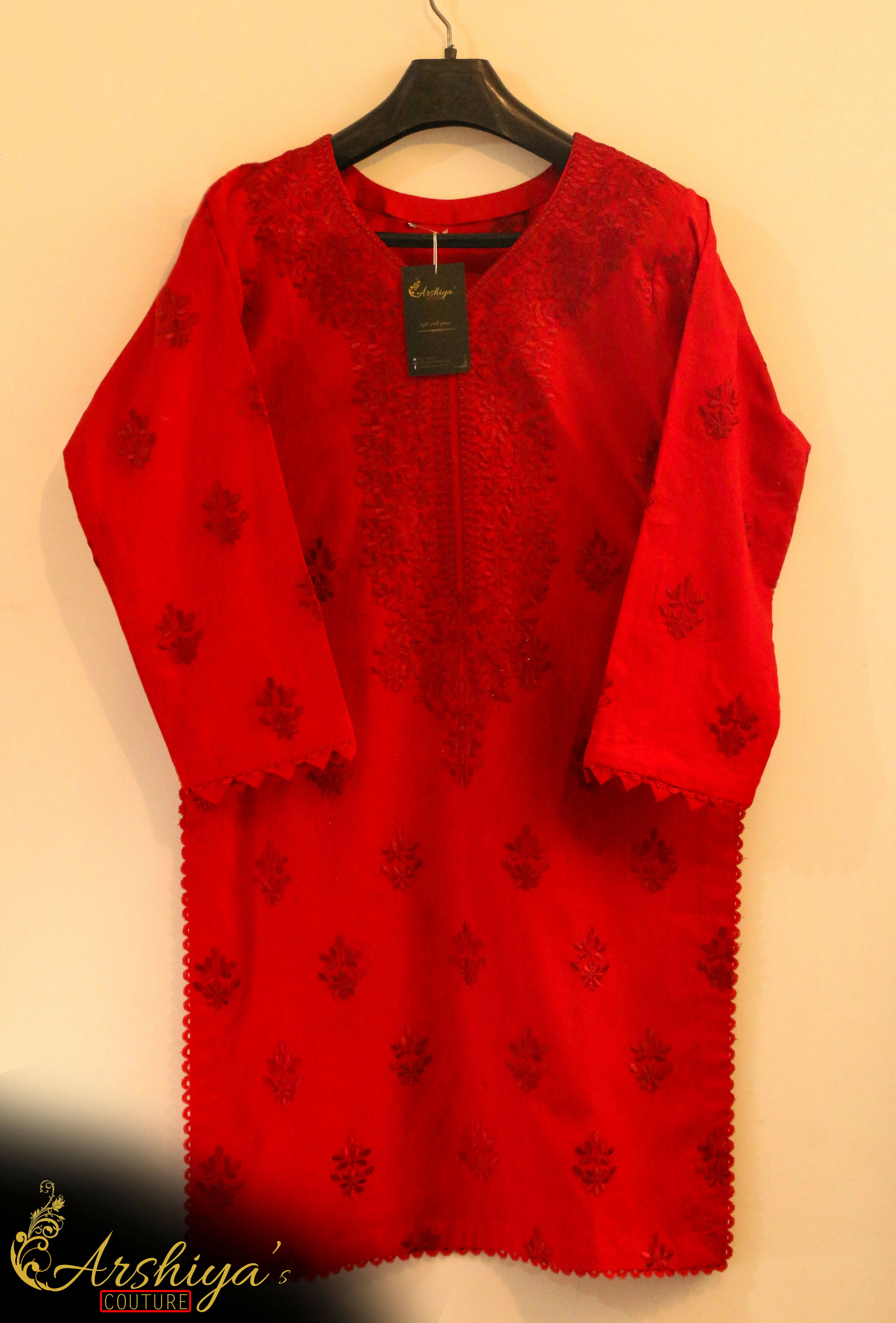 Red Embroidered kurti (Size: M ) | Women Kurta | Brand New With Tags