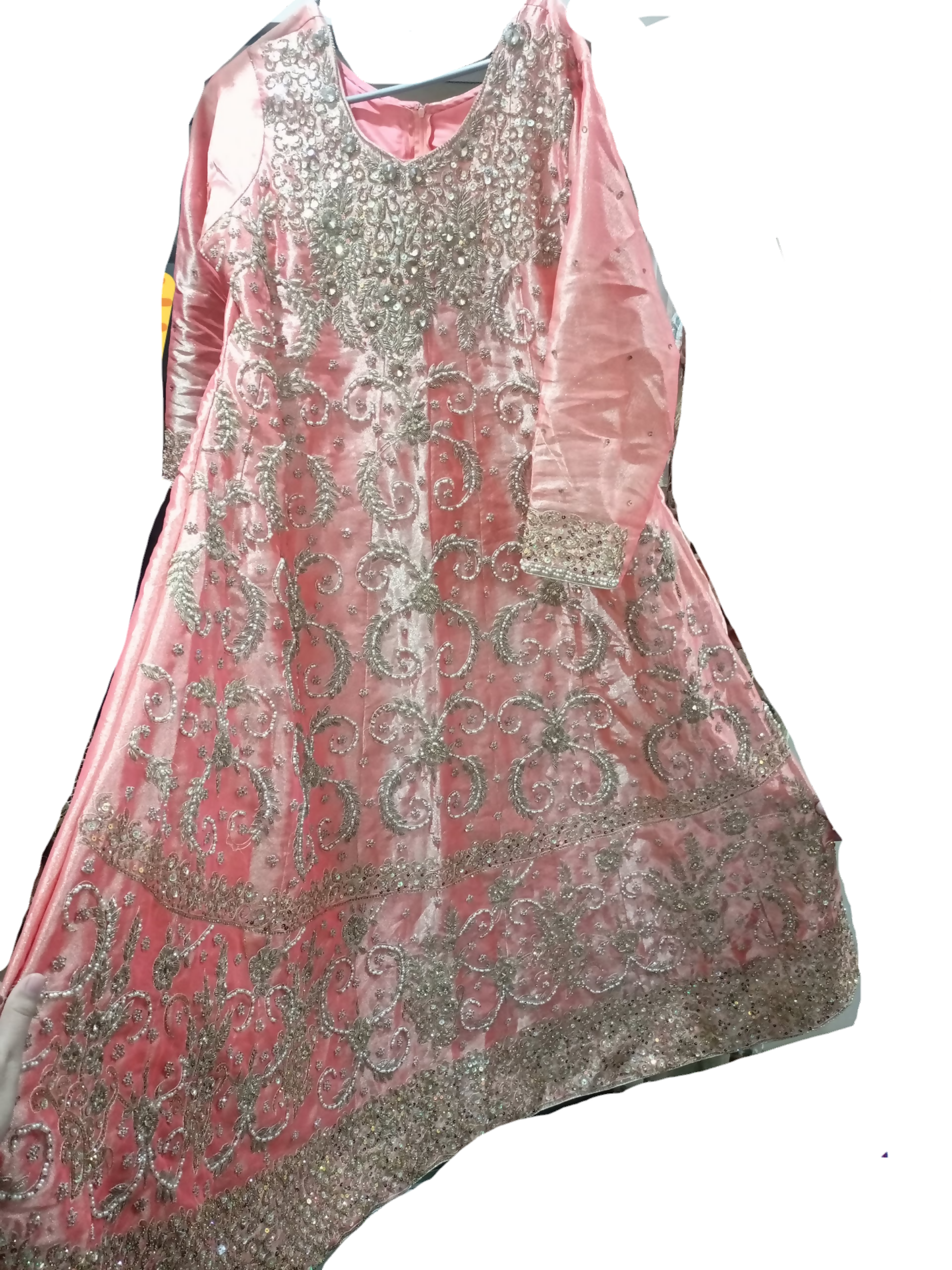 Peechy Pink Heavy Embroiderd Organza Frok | Women Locally Made Formals | Large | Preloved