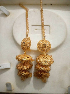 GOLDEN JHUMKY WITH SAHARA | WOMAN JEWELRY EARRINGS | WORN ONCE