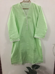 Green & white stitched Kurta | Women Locally Made Kurta | Medium | New