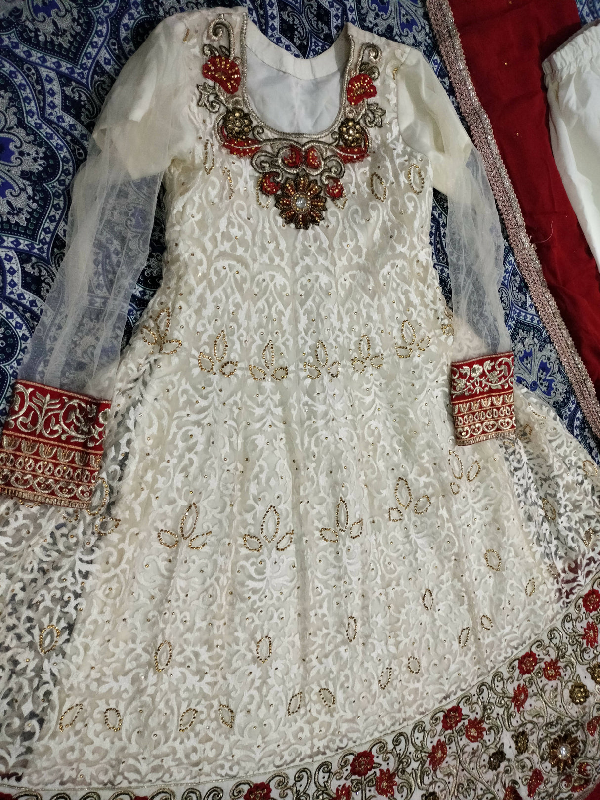 Red & White Maxi | Women Frocks & Maxis | Medium | Worn Once