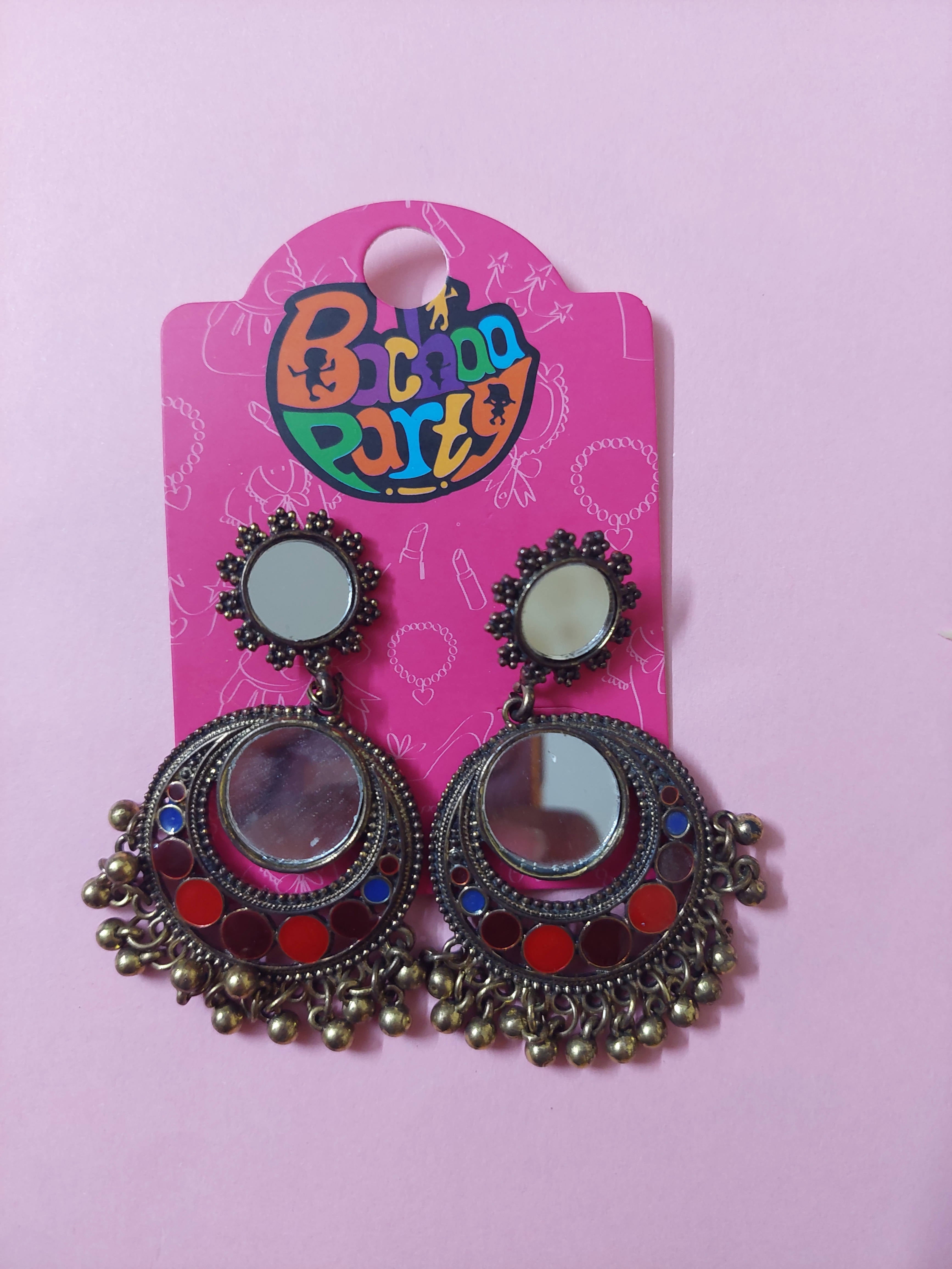 Bacha Party | Silver Mirror Earrings | Girls Jewelry | Brand New