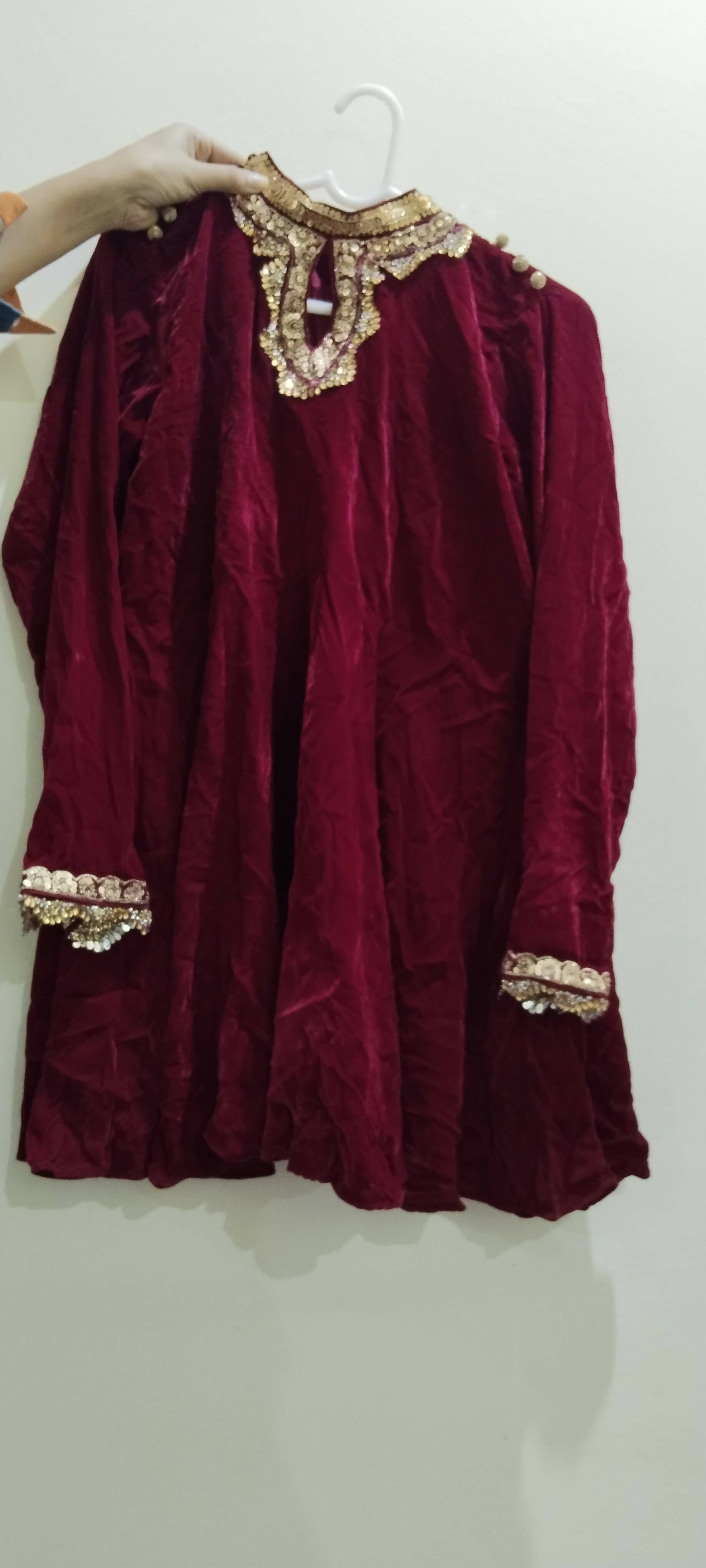 Red velvet paplum with quiloote | Women Froks & Maxis | Medium | Worn Once